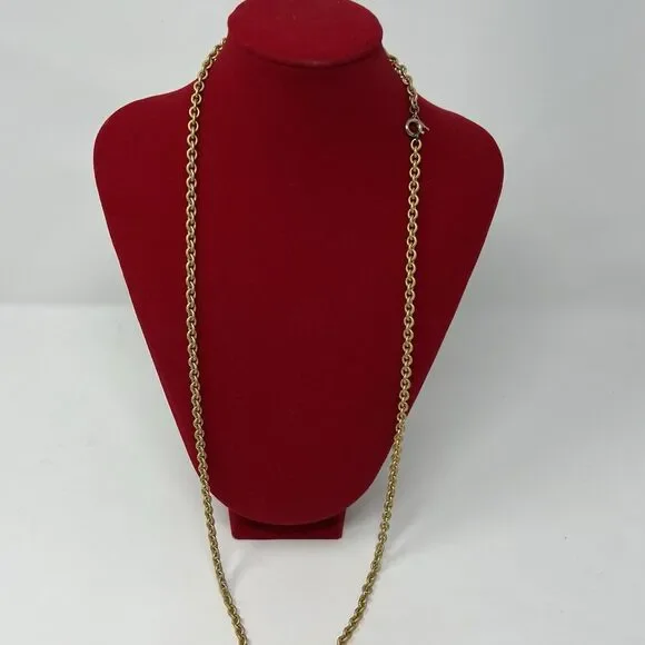 Vintage Crown Trifari Long Gold Tone Chain Necklace 32" Thick Chain Longline - Picture 2 of 9
